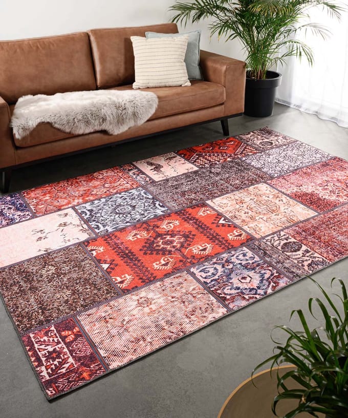 Patchwork vloerkleed - Fade No.1 rood/multi 230x330