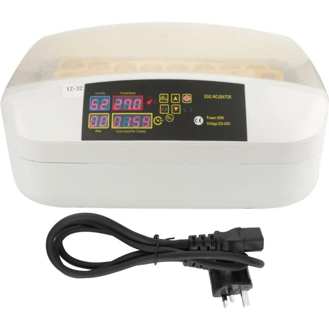 Broedmachine voor 32 eieren met digitale temperatuurregeling en automatische draaiing. black