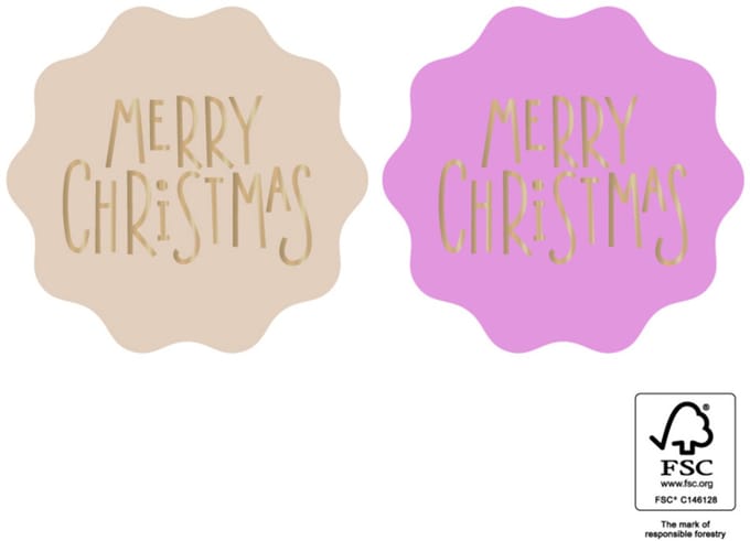 15x sticker merry christmas - Beige Pink - kerst