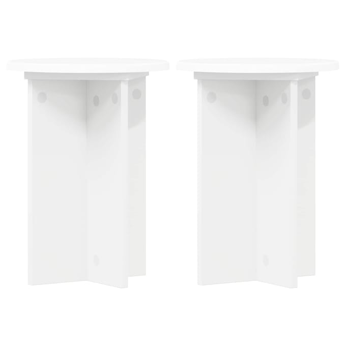 vidaXL - Plantenstand - 2 - st - Wit - Ø29,5 - x - 40 - cm - Bewerkt - hout