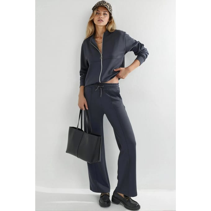 Modal Touch Rits Sweatshirt & Geribbelde Broek Set