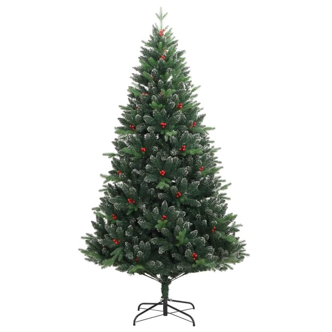 vidaXL Kunstkerstboom met scharnieren en rode bessen 240 cm