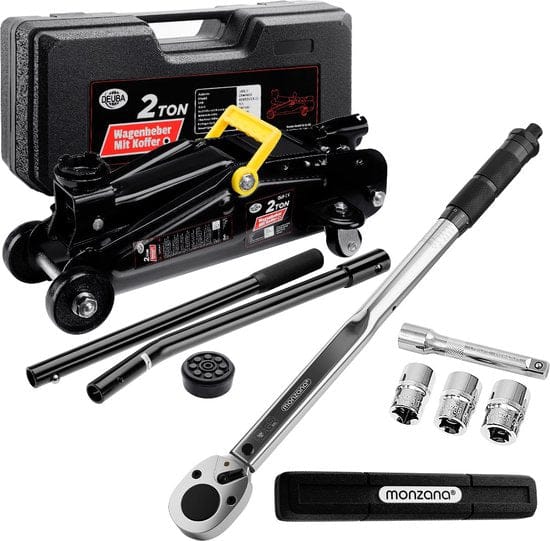 Deuba Bandenwisselset Hydraulische Krik – tot 2 ton – Koffer 6-delig