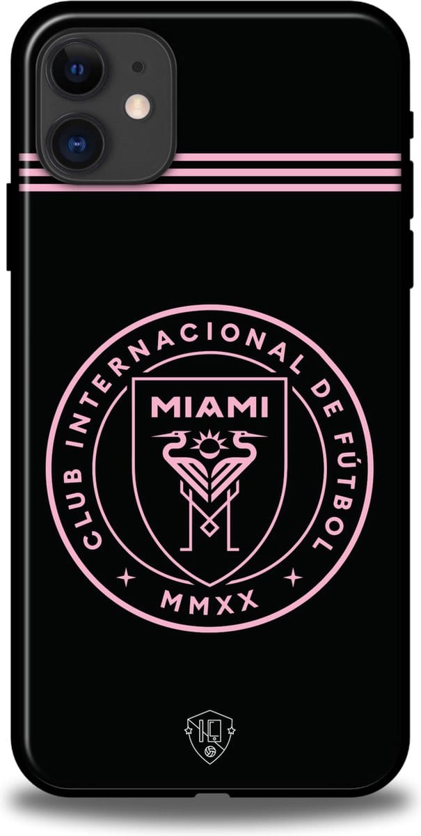 Inter Miami clublogo hoesje iPhone 11 backcover softcase zwart roze
