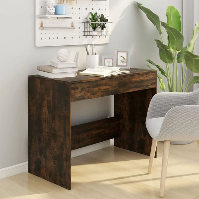 vidaXL - Bureau - 101x50x76,5 - cm - spaanplaat - gerookt - eikenkleurig