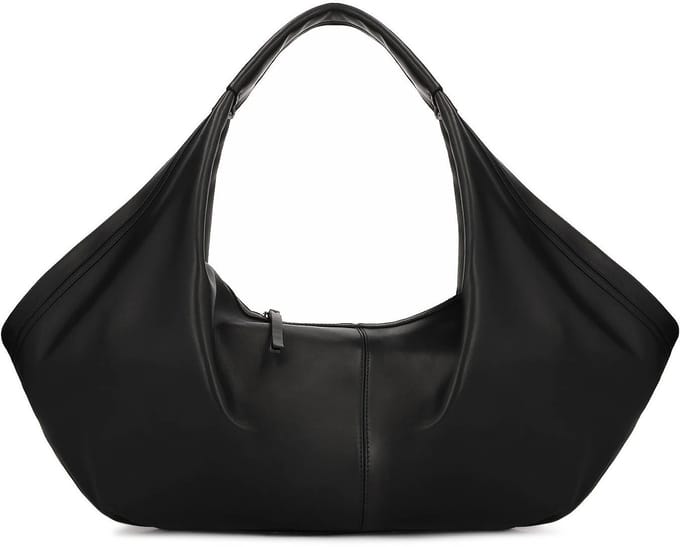 Genuine leather handbag with removable inlay