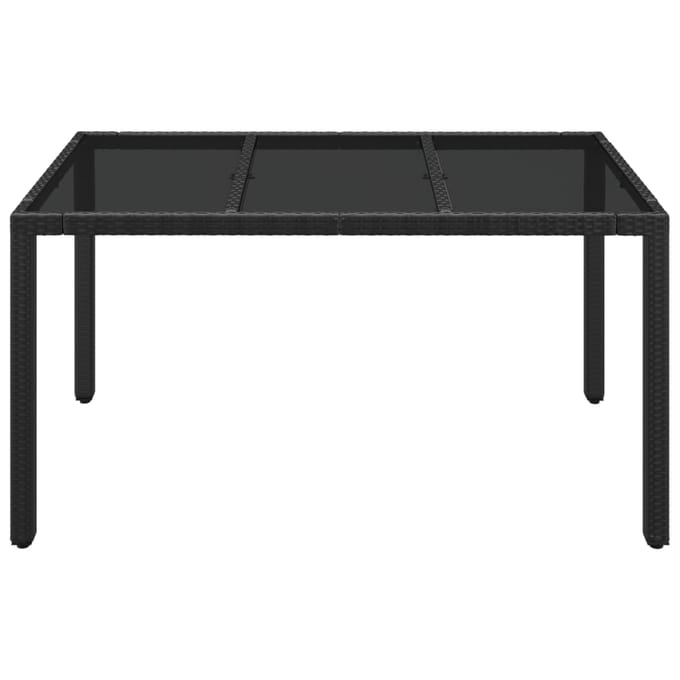 vidaXL - Tuintafel - met - glazen - blad - 150x90x75 - cm - poly - rattan - zwart