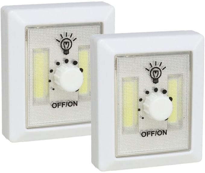 Gerimport Kastlampen - 2x - met dimmer - LED lampen - wit - 7 x 8.6 cm