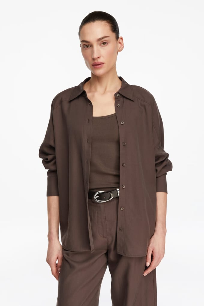Dames oversized lyocell blouse met hangende schouders COMMA
