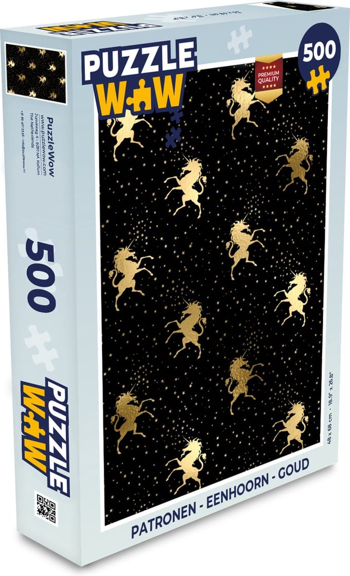 Puzzel Patronen - Eenhoorn - Goud - Legpuzzel - Puzzel 500 stukjes