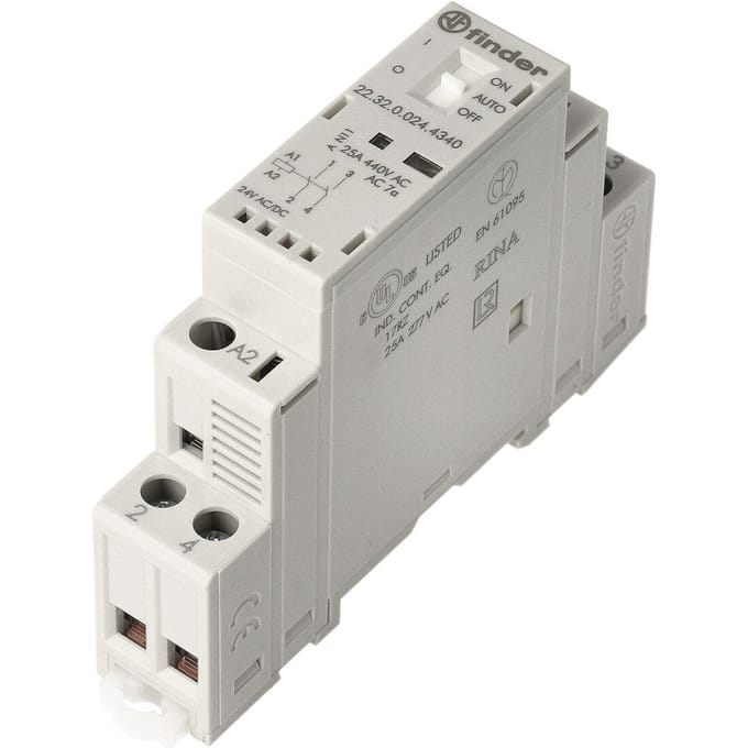 Finder 22.32.0.024.4340 Contactor 2 makers 24 V DC, 24 V AC 25 A 1 pc(s)
