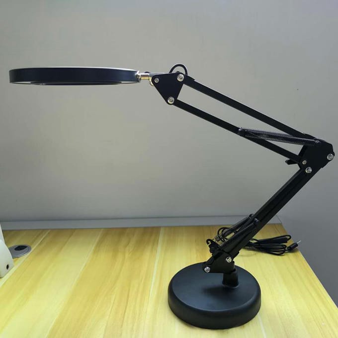 Vergrootglas Vergrootglas met 64 LED's Bureaulamp Tafellamp 8x Vergroting 10 Niveaus Verstelbaar wit
