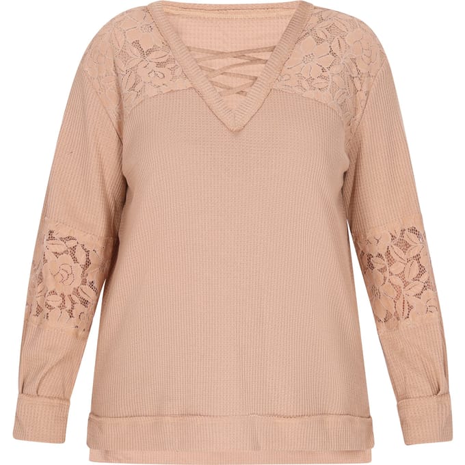 usha Grote maat blouse vrouwen abrikoos