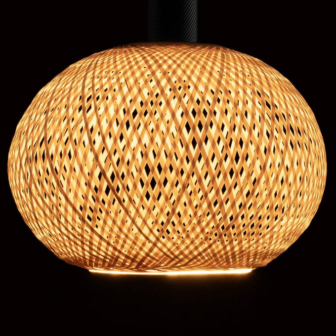 Segula LED Floating Bamboo naturel Oval300 E27 5W 2.200 K dimbaar
