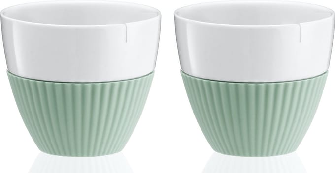 Viva Scandinavia - Anytime Theekop - Incl. Siliconen Rand - 0,25 liter - Set van 2 stuks - Wit/Mint