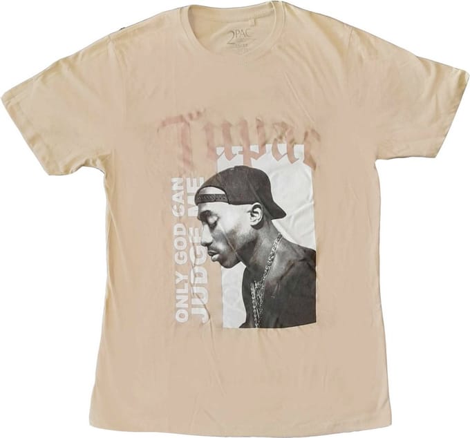 Tupac - Only God Heren T-shirt - M - Beige