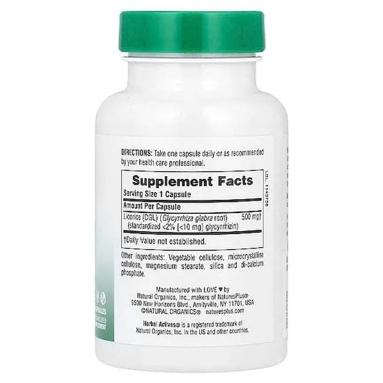 NaturesPlus- Herbal Actives, Zoethout (DGL), 500 mg, 60 Vegan Capsules