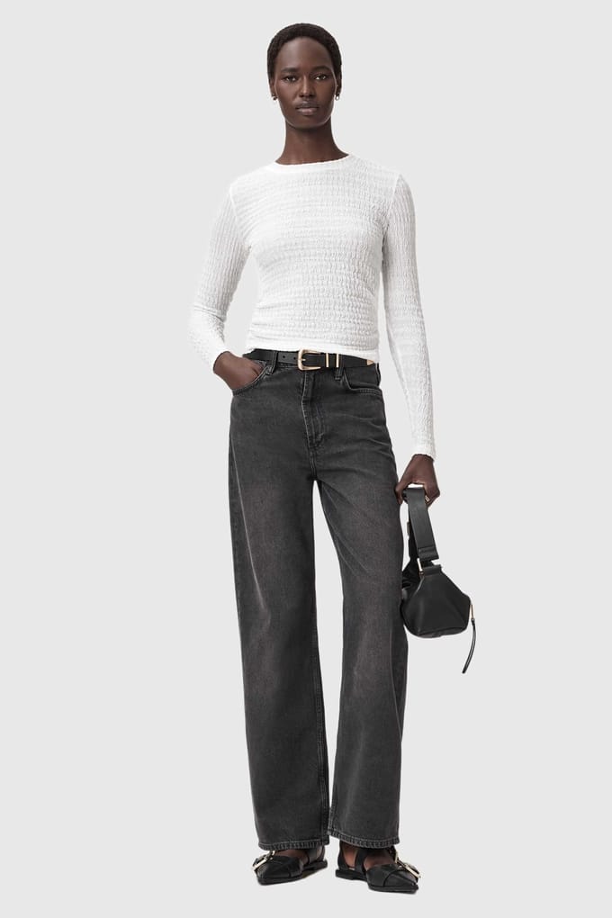 AllSaints West Ls Top White Größe: L | Longsleeves Outlet | Damen | Weiß