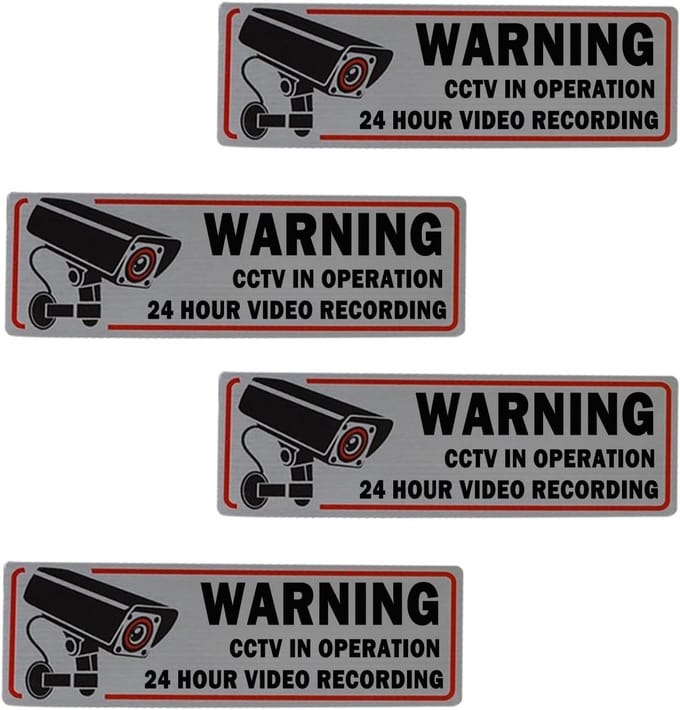 4 Stuks Camerabewaking Waarschuwingsborden RVS - Duidelijk Zichtbaar