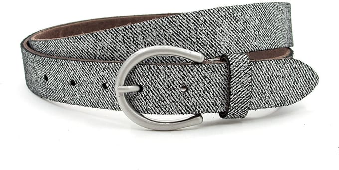 Dames riem zwart/zilver - 3 cm breed - Leer - Jeans riem - Casual - Maat 100