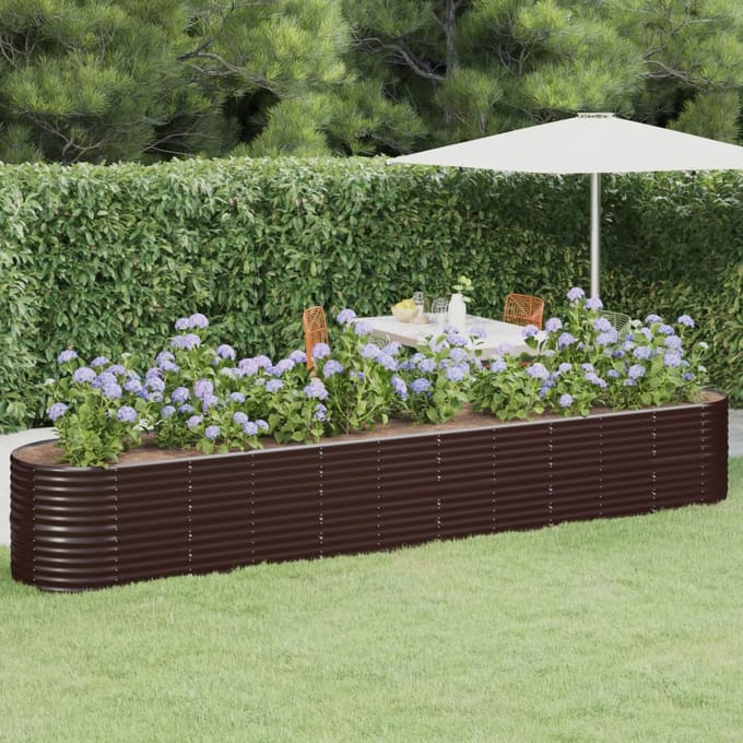 vidaXL - Plantenbak - 440x80x68 - cm - gegalvaniseerd - staal - bruin