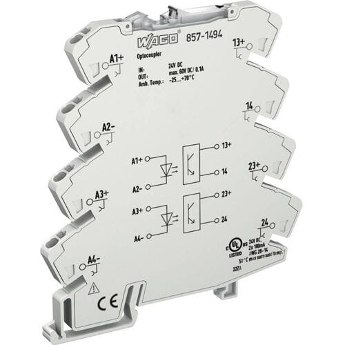 WAGO Optocouplerrelais 857-1494 0.1 A Schakelspanning (max.): 60 V/DC 1 stuk(s)