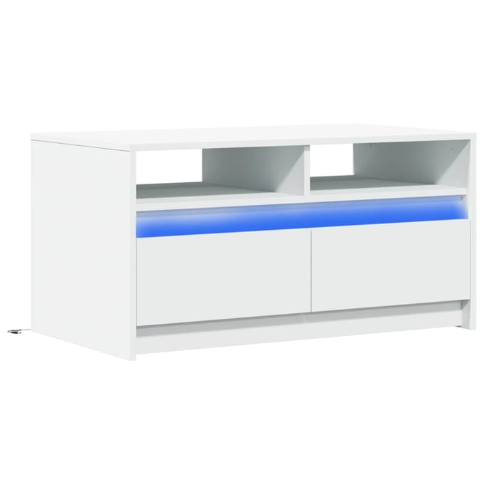 vidaXL - Salontafel - met - LED-verlichting - bewerkt - hout - wit