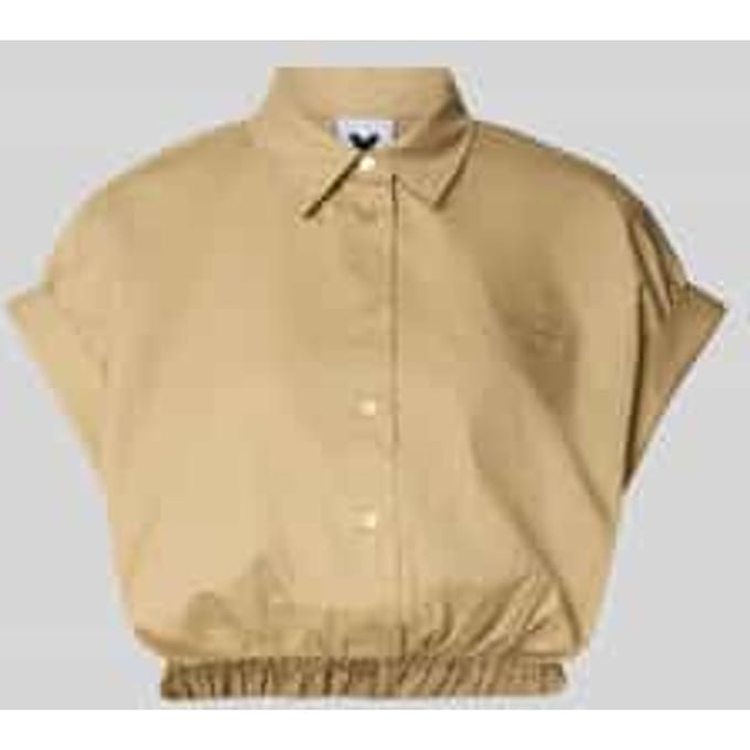 Kort overhemdblouse van puur katoen met gestikt logo