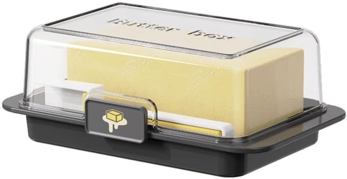 Dailygoods- Botervloot luchtdicht - Transparant deksel - Multifunctionele maatlepel - Onderste compartiment - Eenvoudig snijden - Push handle ontwerp - Boterhouder