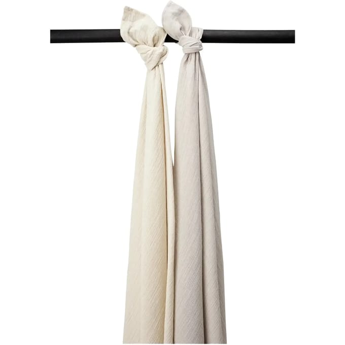 Meyco Baby Uni swaddle - 2-pack - pre-washed hydrofiel - soft sand/greige - 120x120cm