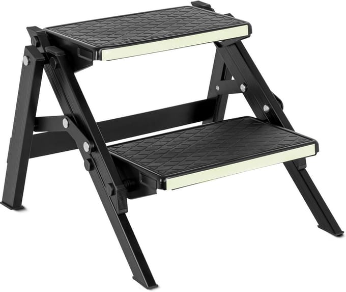Dubbele Trede Rugstep Black Fluo voor Caravan, Camping en Instap