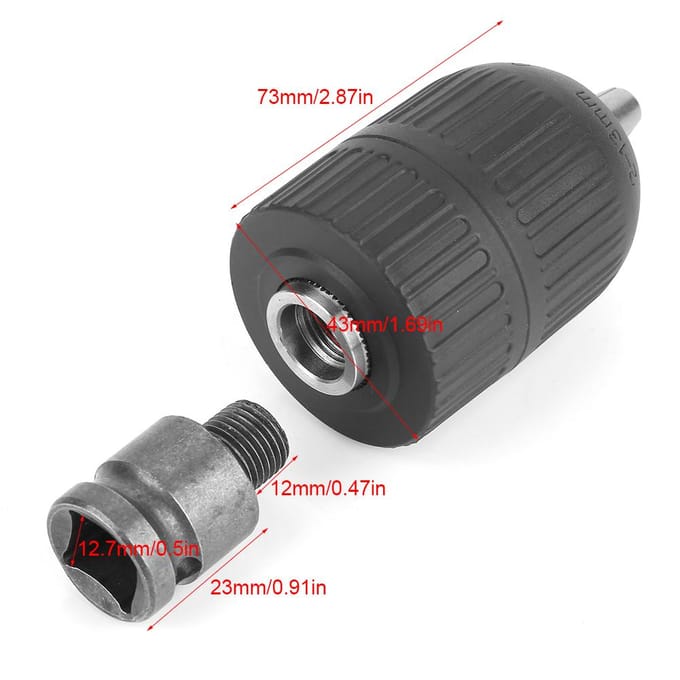 213mm Sleutelloze Boorkop 12 20UNF met 12  Boorkopadapter voor Slagmoersleutel Conversie