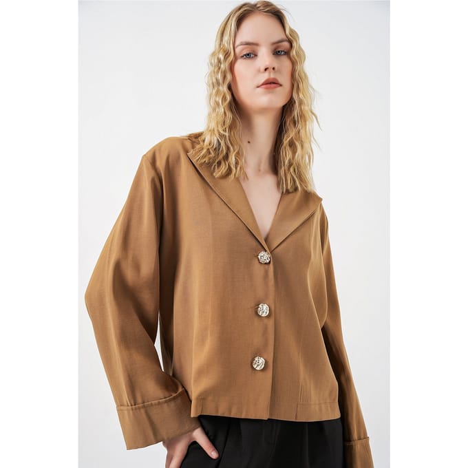 Oversized Blazerjas met Knoopsluiting