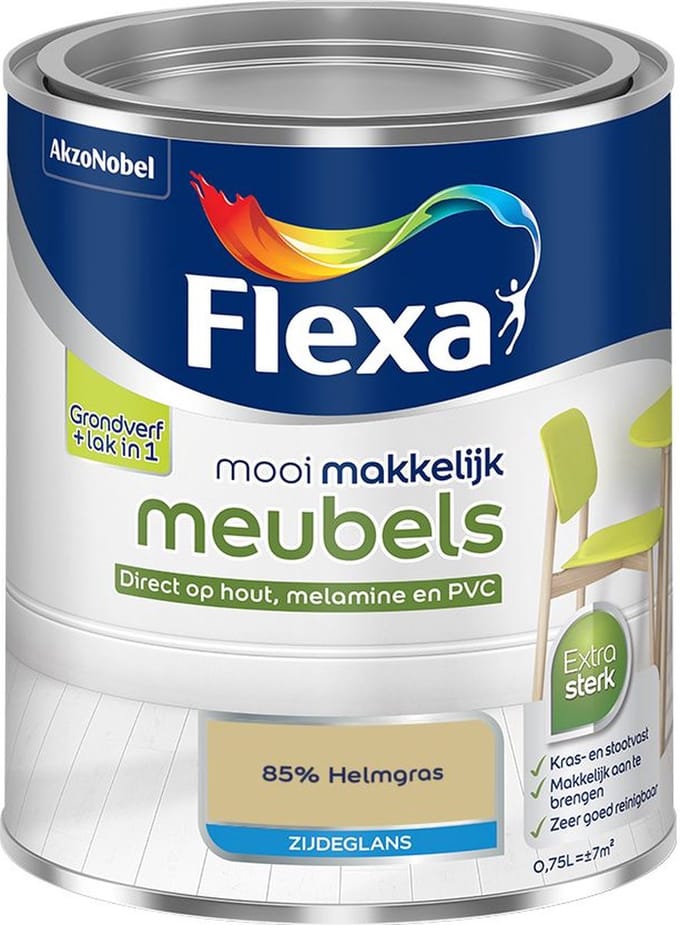 Flexa - Mooi Makkelijk Meubels Zijdeglans - 85% Helmgras - Mengverf - 750 Ml