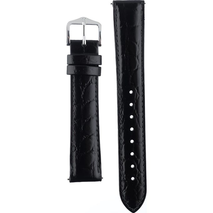 Hirsh Horlogeband -  Crocograin Zwart - Leer - 18mm