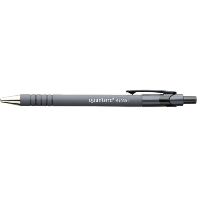 Balpen Quantore rubbergrip drukknop zwart medium