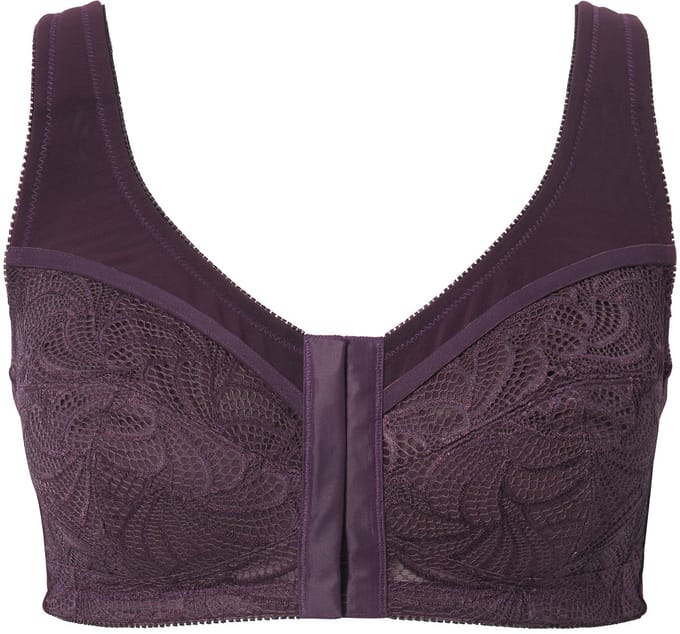 Ulla Popken - Dames - Ontlastingsbeha voorsluiting zonder beugel - Druivenrood - Maat 105C
