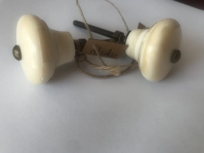 Set van 2 deurknoppen been nkuku Bone Button