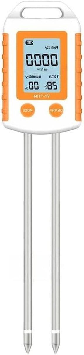 Bodemtester 6-in-1 - Grond Analyse - Planten Verzorgen - Groot LCD Display - 30 x 6 x 5 cm - Oranje-wit