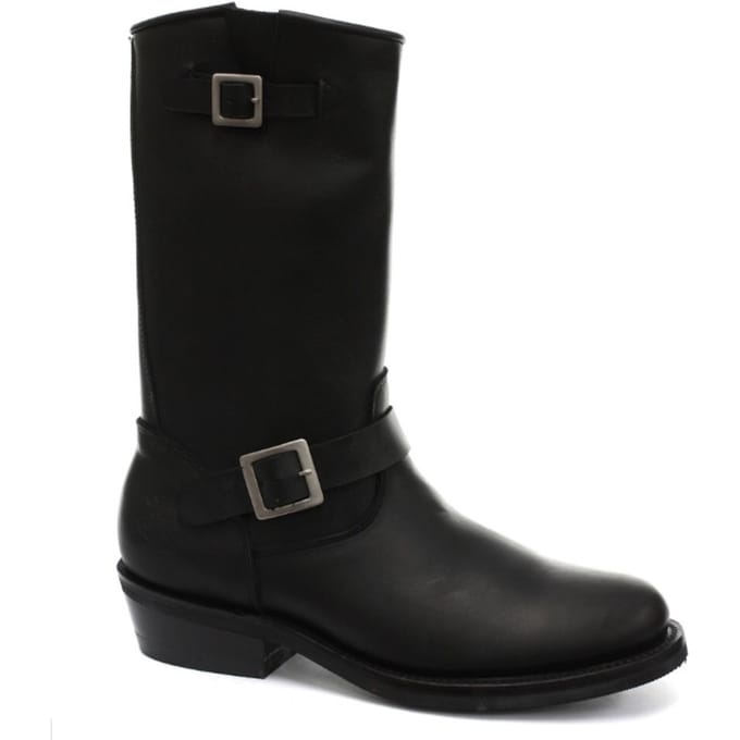 Grinders Unisex zwarte gladde zool westerse leren laarzen-Rebel