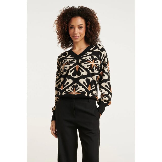 Smashed Lemon 24777 e oversized trui met grafische bloemenprint |