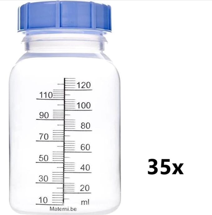 35x Materni Moedermelkfles 120 ml met dop tbv borstvoeding