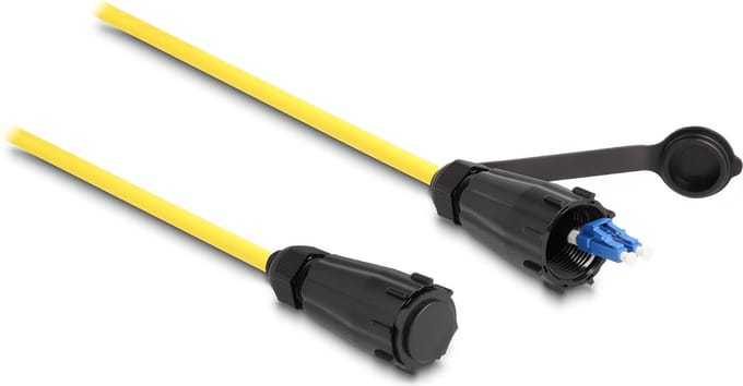 Delock Optical fiber cable LC Duplex to LC Duplex with protective cap single-mode IP68 dust and waterproof 1 m