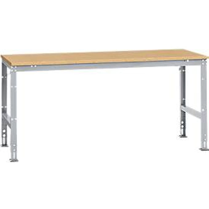 Manuflex werktafel UNIVERSAL Standaard, 2000 x 1000 mm, multiplex natuur, aluminium zilver