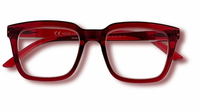 Noci Eyewear KCI033 leesbril Rose +2.50 Groot vierkant montuur - Kersenrood
