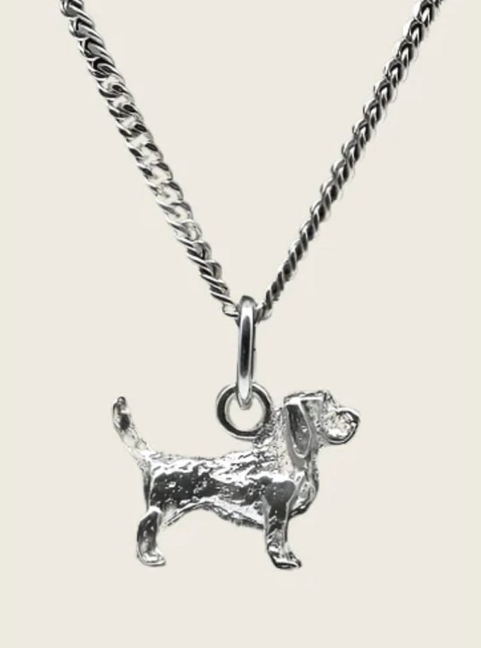Zilveren Basset griffon vendeen petit ketting hanger - klein