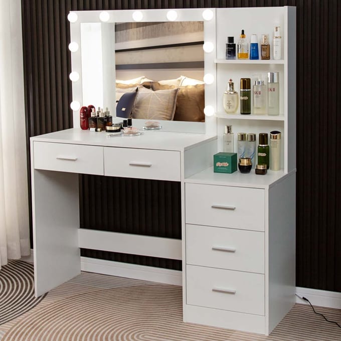 Milton & Oldbrook Kaptafel met LED-verlichting Tartu Wit