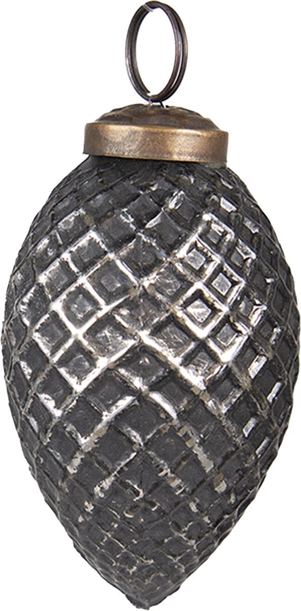 Clayre & Eef Kerstbal Overig Ø 4 cm Zwart Zilverkleurig Glas Kerstballen