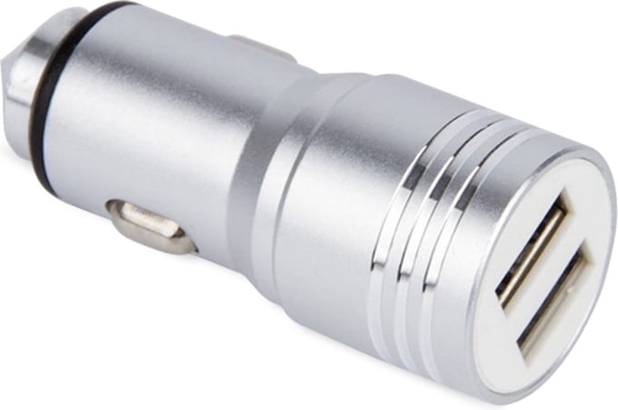 DrPhone A1 Pro Dubbele Poort USB 3.1A ( 2.1A/1A) Auto Oplader + Hamer Functie - Reis Lader - USB lader - Zilver