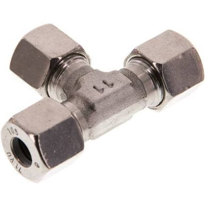 10S RVS T-stuk Snijring 630 Bar DIN 2353 - FL3T-C-ST-10-S